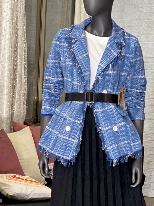 جكيت مع حزام ازرق