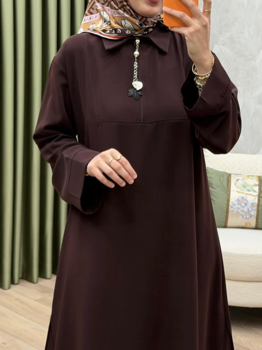 طقم قطعتين طويل بني