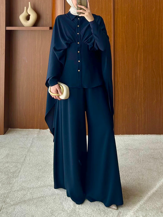 طقم بنطلون رجل عريض مع قميص