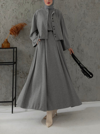 فستان مع جكيت (رمادي)