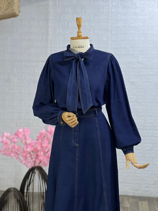 طقم بلوز و تنورة جينز